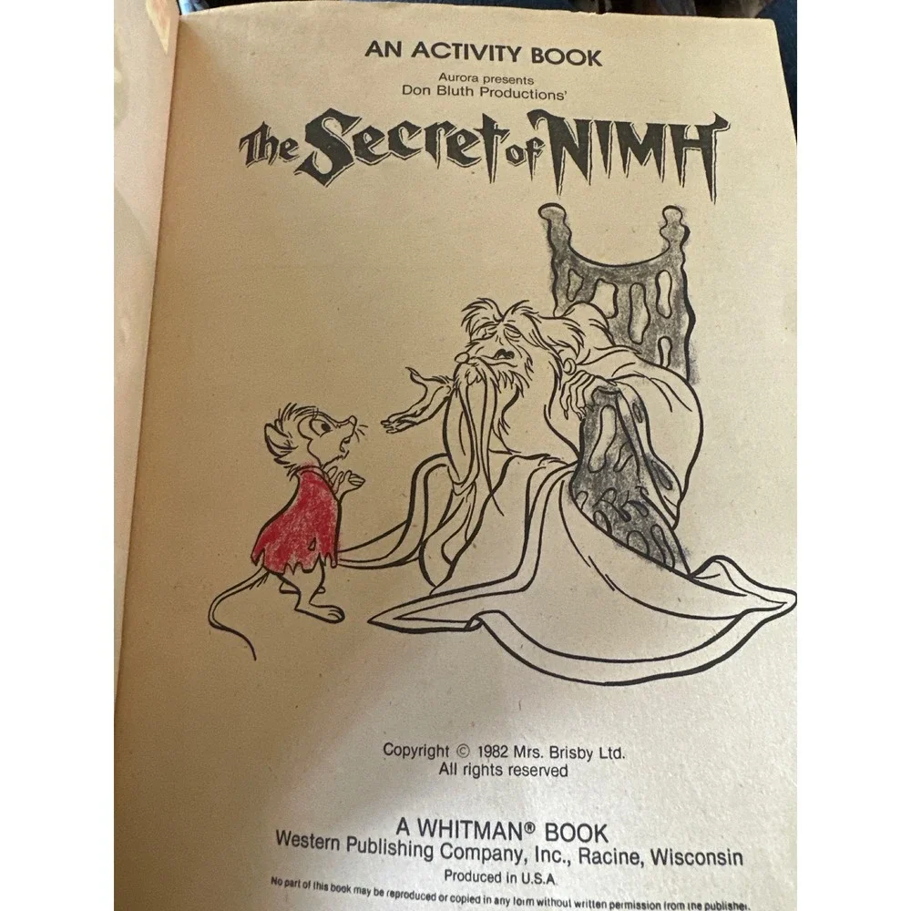 RARE‎ The Secret of NIMH Activity Book 1982 Whitman Vintage Don Bluth Animation
